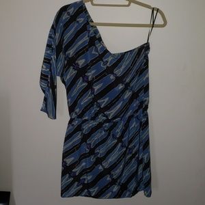 Blue silk Tibi New York one shoulder dress size 2